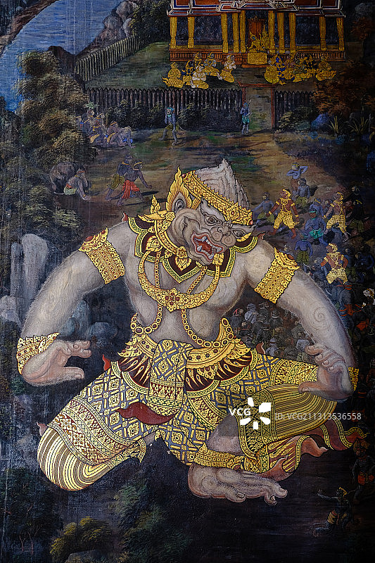 泰国曼谷大皇宫壁画局部图片素材