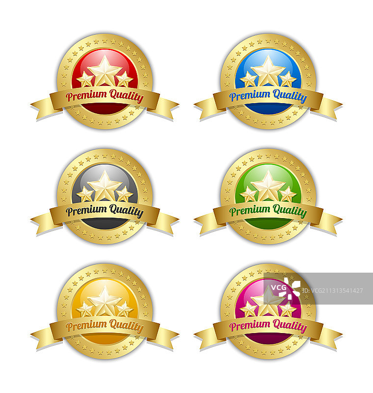 带优质丝带的金色星星符号图片素材