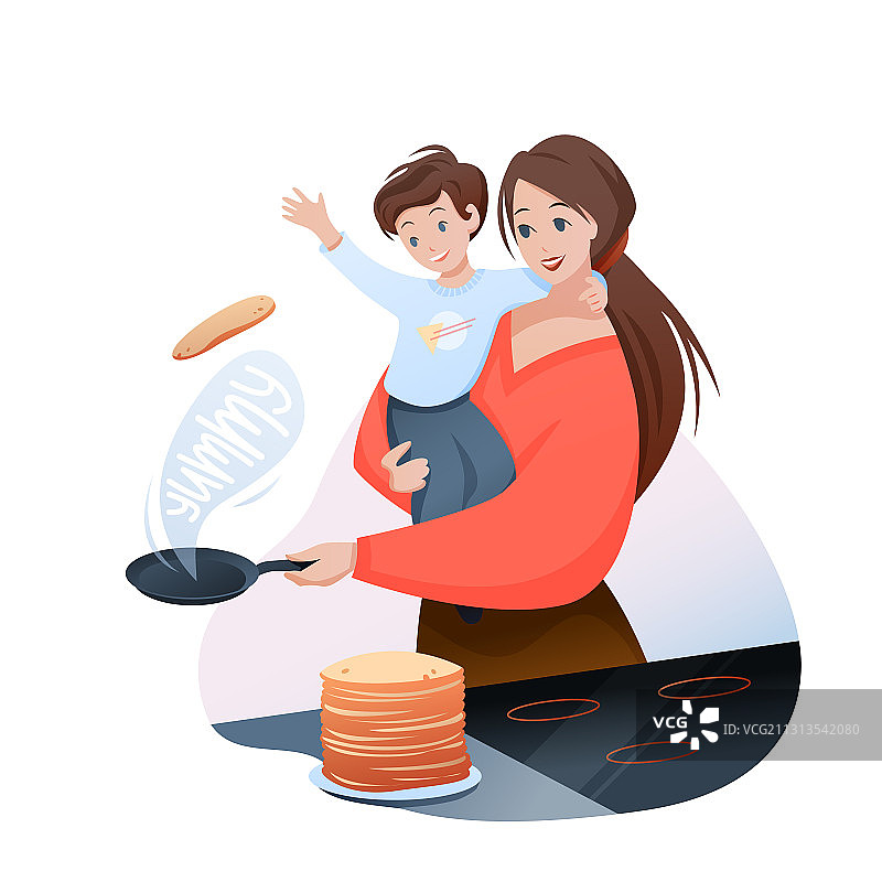 母亲与儿子共度时光的概念图片素材