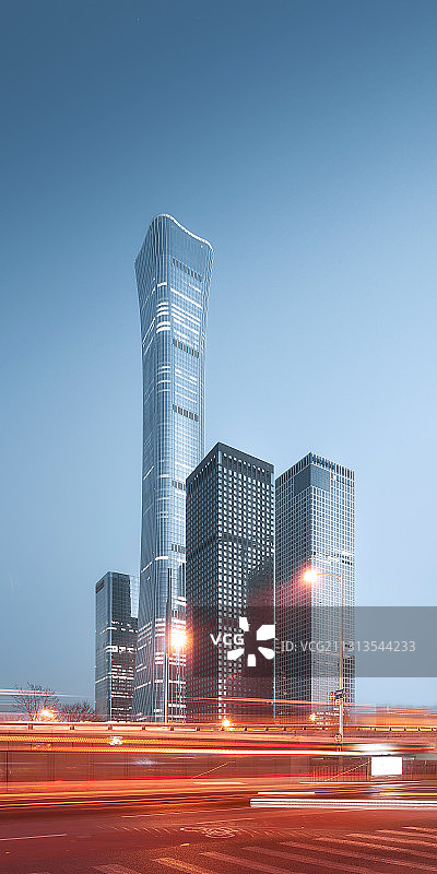 北京国贸CBD金融商务区北京中信大厦繁华城市夜景图片素材
