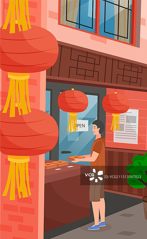 唐人街特写：红色灯笼图片素材