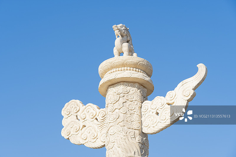 华表石狮子图片素材