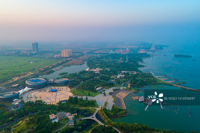 航拍江苏宿迁市骆马湖风景区图片素材