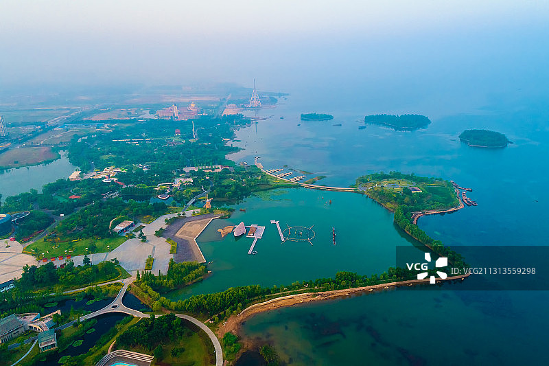 航拍江苏宿迁市骆马湖风景区图片素材