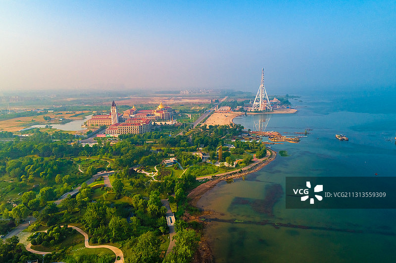 航拍江苏宿迁市骆马湖风景区图片素材