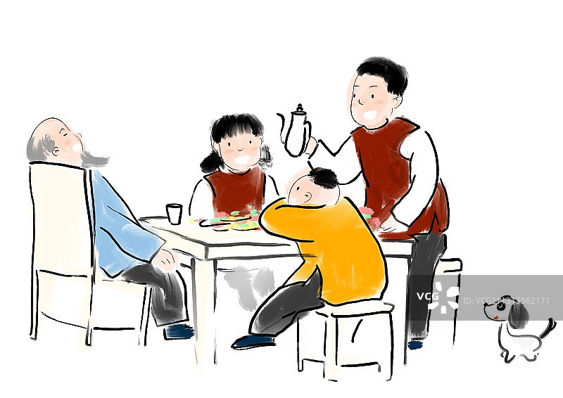 牛年春节年俗传统节日风俗插画图片素材