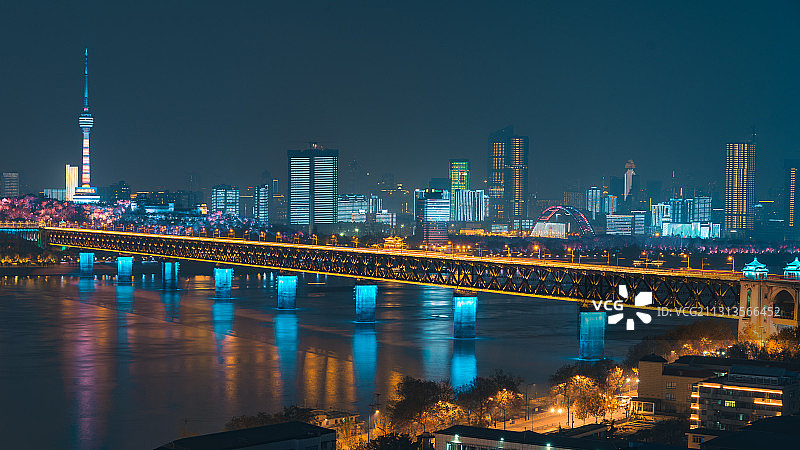 长江大桥夜景图片素材