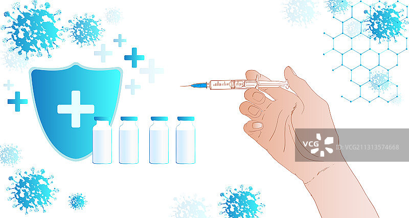 拿针管注射接种疫苗预防疾病插画图片素材