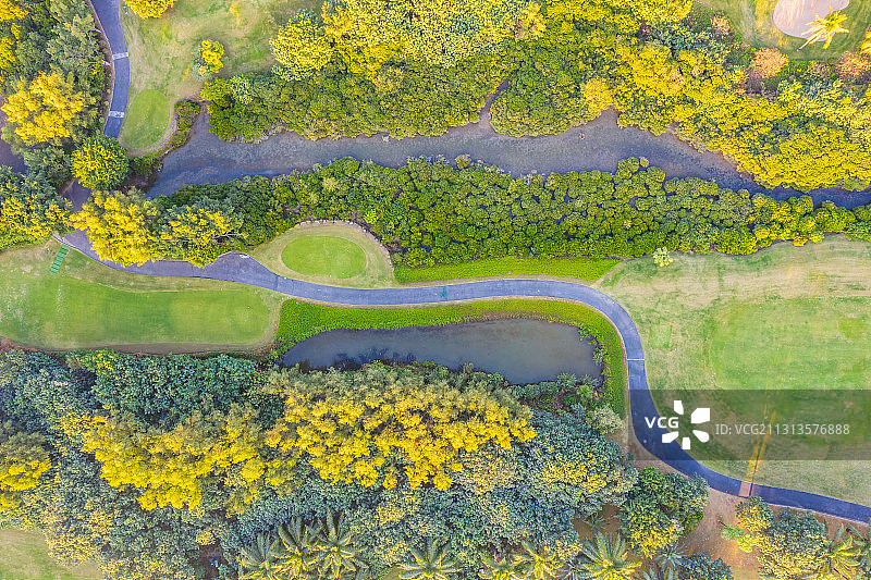 广东省深圳市南山区深圳湾沙河高尔夫球场黄昏风光图片素材