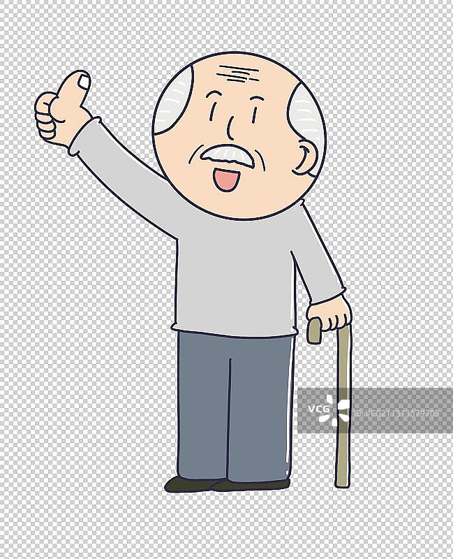 元素：老人竖大拇指图片素材
