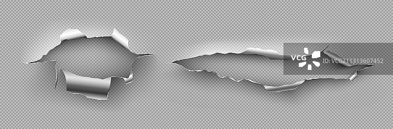 带卷曲边缘的金属撕裂孔裂缝图片素材