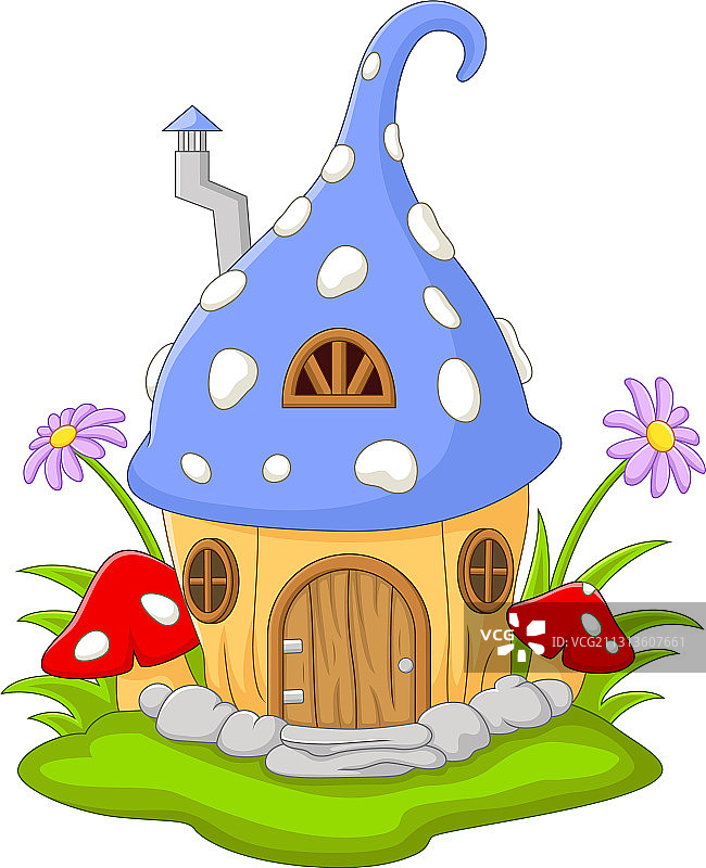 帽子形状的卡通童话房子图片素材