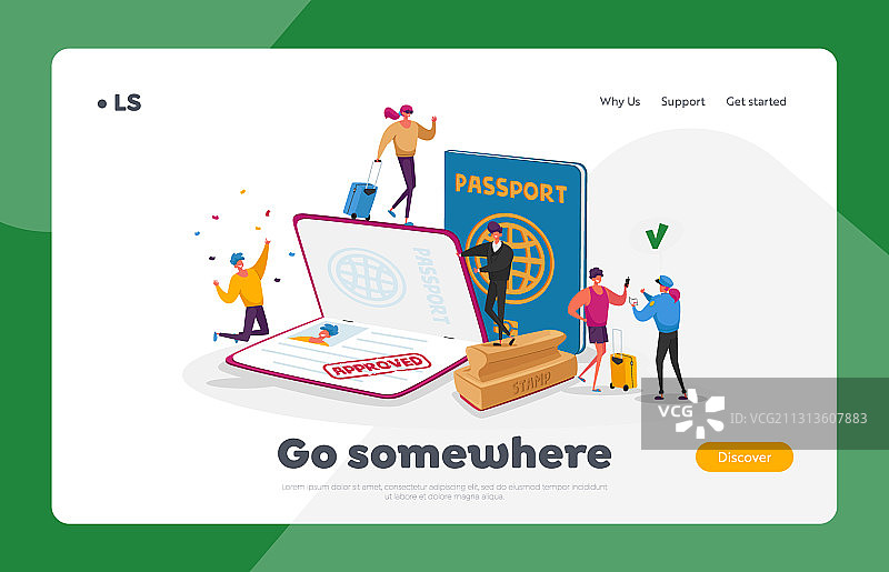 签证获批着陆页模板图片素材