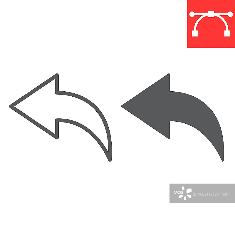 返回按钮线形填充UI图标图片素材