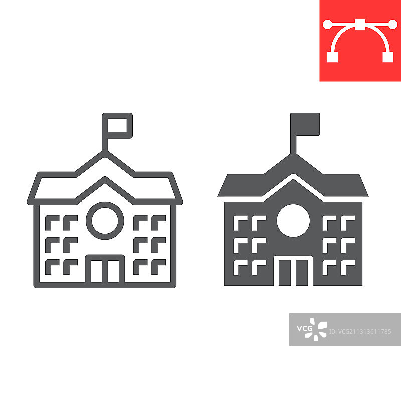 学校建筑线条字形图标图片素材