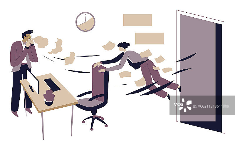 老板解雇办公室员工失业角色图片素材
