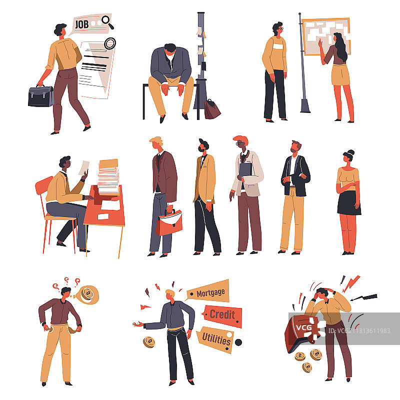 失业与危机破产和失业图片素材