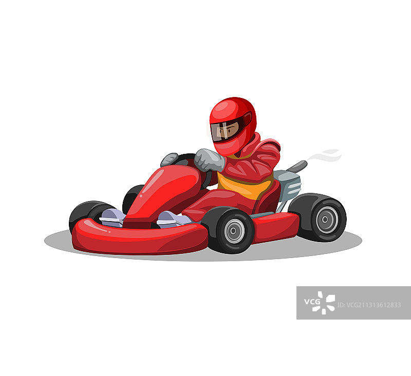 红色制服的卡丁车赛车手图片素材