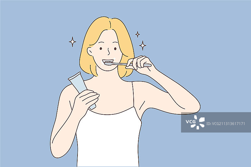 健康牙齿护理早晨程序概念图片素材