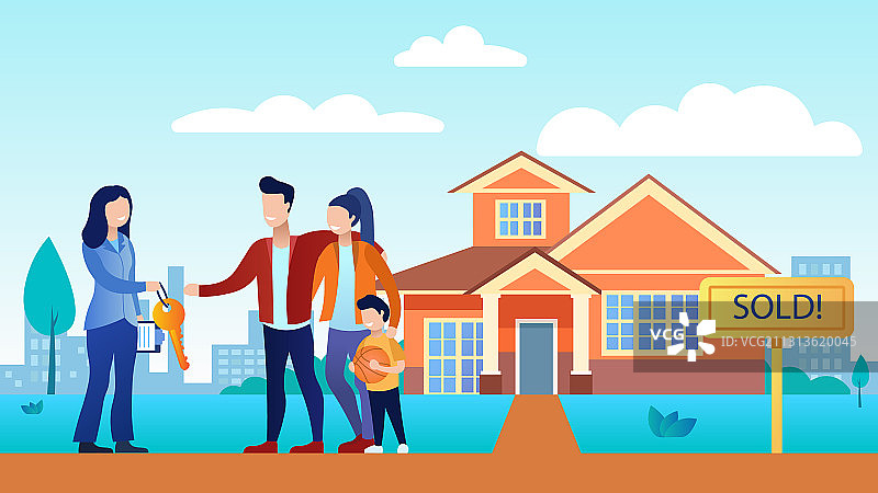 女子出售或出租年轻家庭住宅图片素材