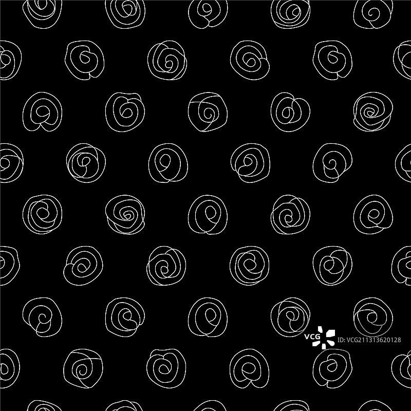 黑色背景上的银色山茶花涂鸦图片素材