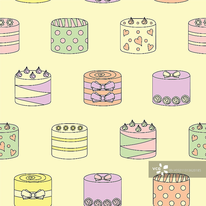奶油和彩色粉彩装饰蛋糕图案图片素材