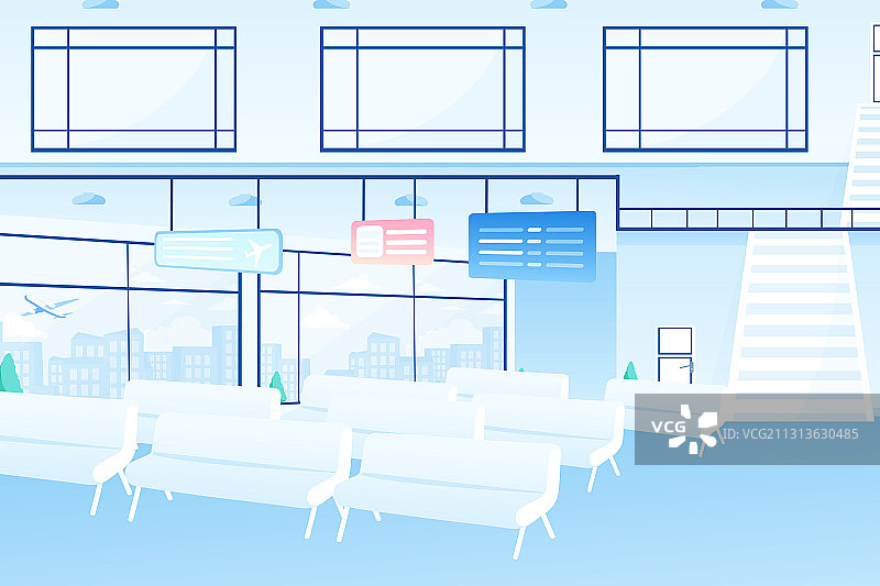 卡通机场飞机春运出行交通旅游旅行出差航班候机口罩医疗矢量插画图片素材