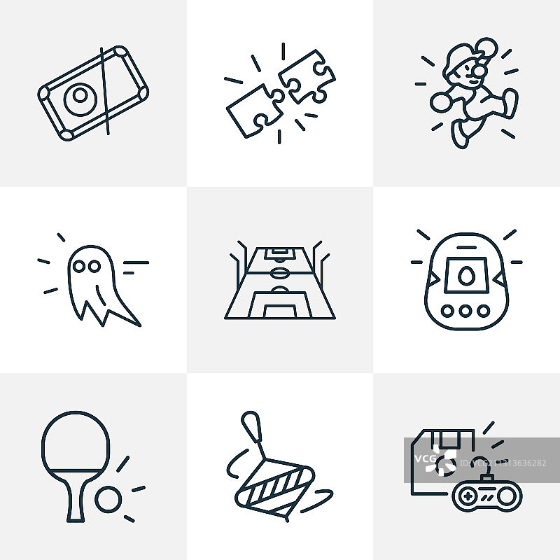 带足球场的游戏图标线条样式图片素材