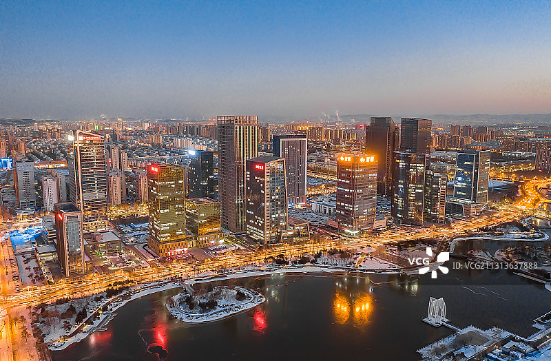 淄博新区CBD夜景图片素材