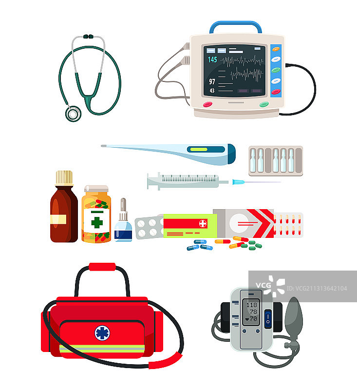 用于诊断和治疗的医生用品套装图片素材