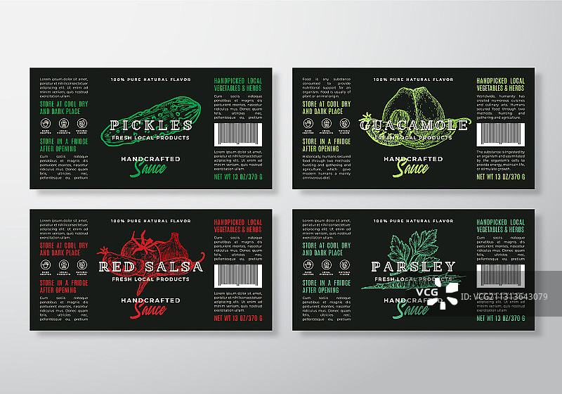 手工酱汁标签模板套装图片素材