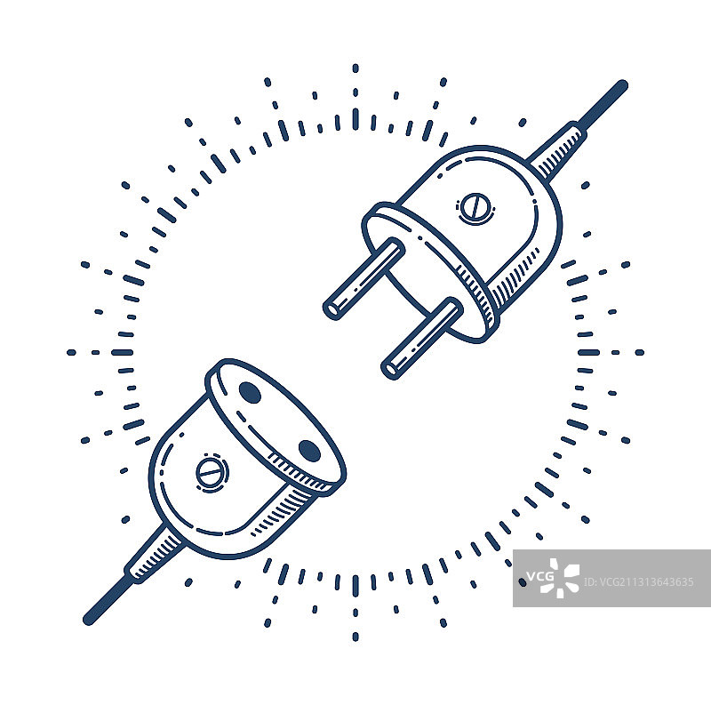 复古电源插头线性图标图片素材