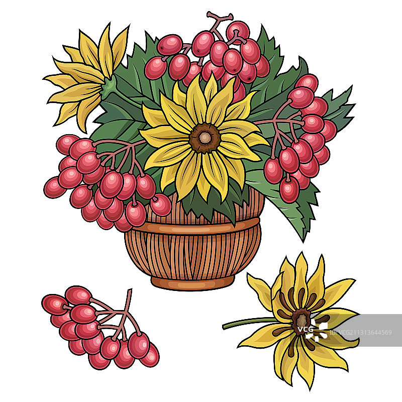 浆果涂鸦花束图片素材