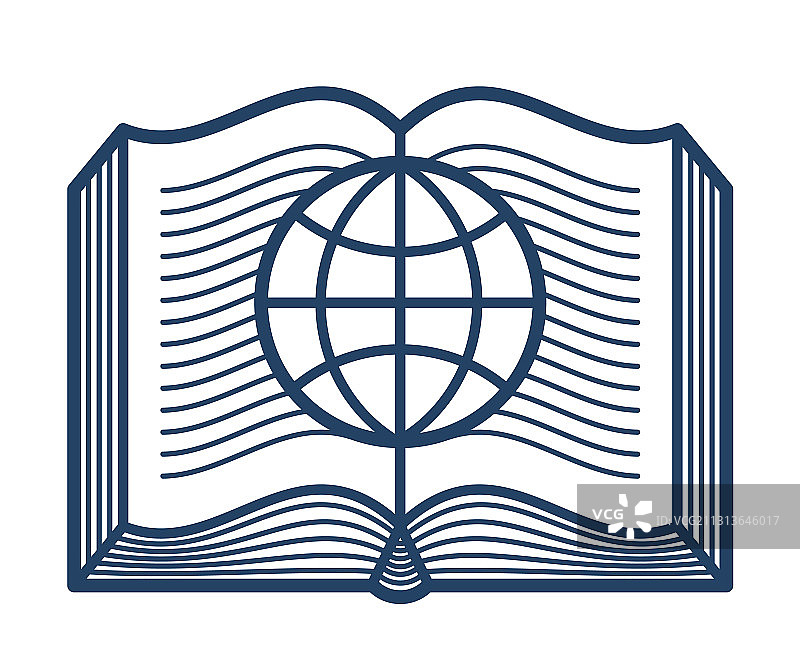 打开的书本地球线性图标地理图片素材