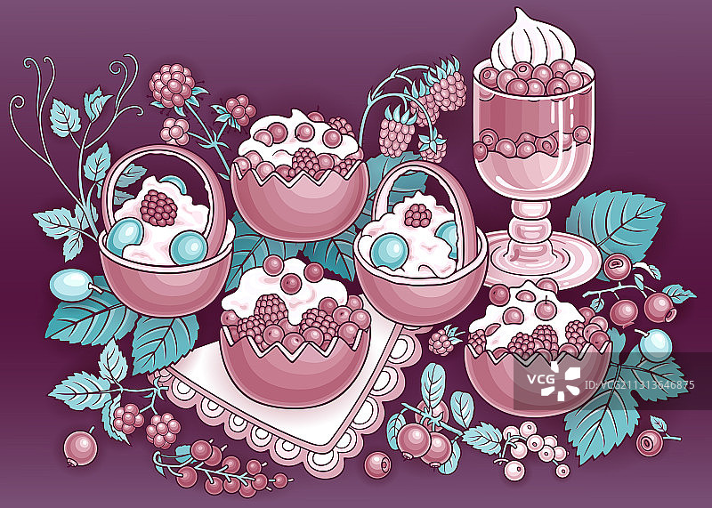 手绘甜点浆果水果图片素材