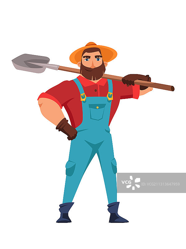 手持铁锹的男农民图片素材