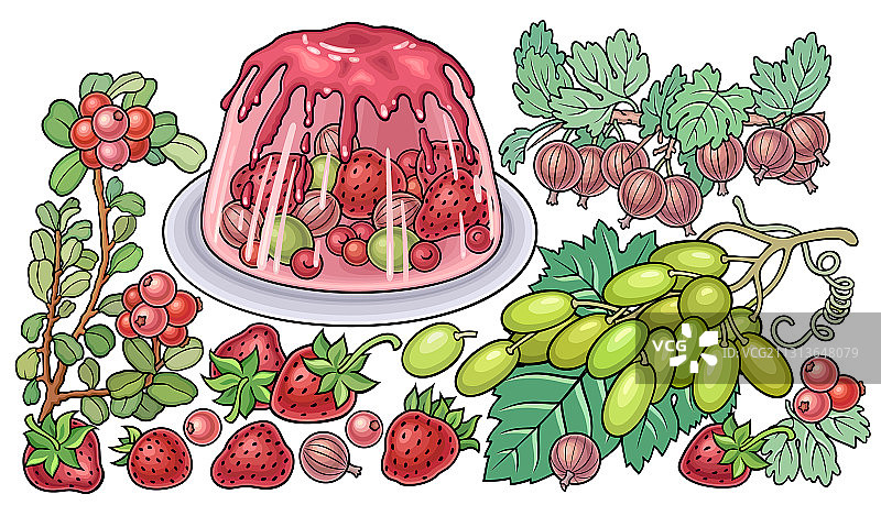 手绘甜点浆果水果图片素材