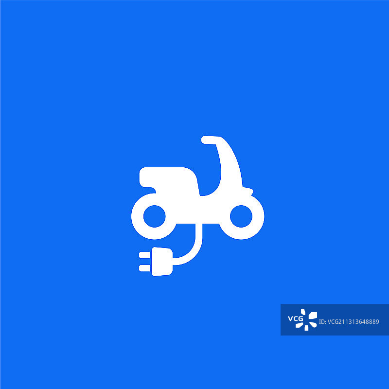 蓝色背景上的电动滑板车图标图片素材