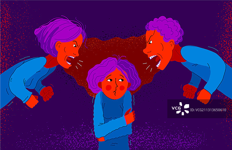 父母对受惊吓的孩子尖叫图片素材