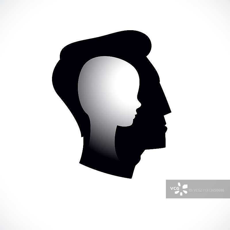 以人头侧面轮廓创作的心理学logo图片素材