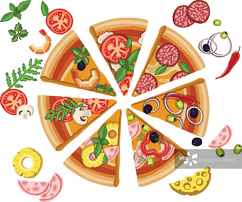各种馅料的披萨合集图片素材