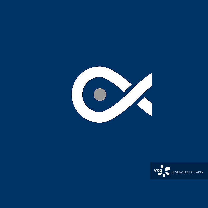 蓝色背景简约鱼Logo图片素材