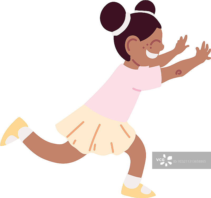 微笑奔跑的卡通小女孩图片素材