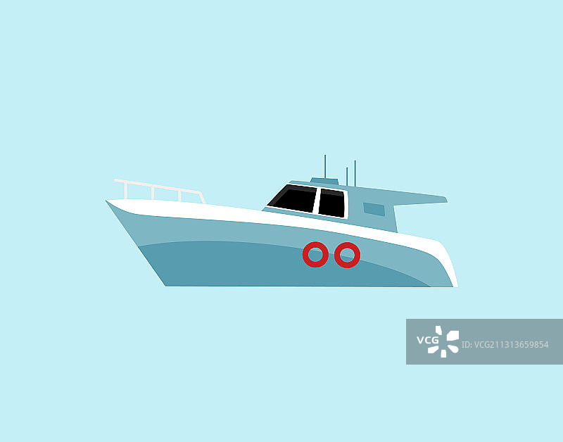 卡通平板风格海上摩托艇图片素材