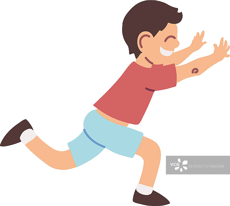 微笑奔跑的卡通小男孩图片素材