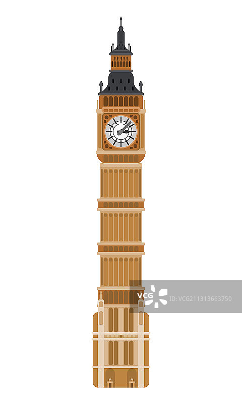 伦敦大本钟楼扁平风格背景图片素材