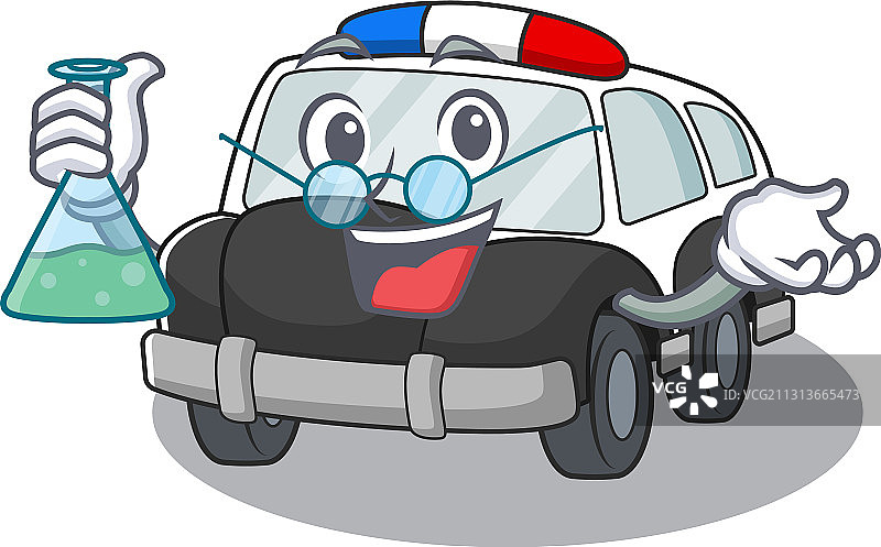 酷炫警车教授卡通人物图片素材