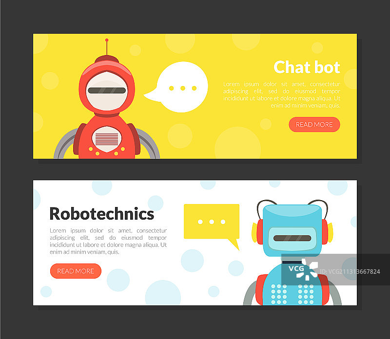 聊天机器人技术着陆页模板集图片素材