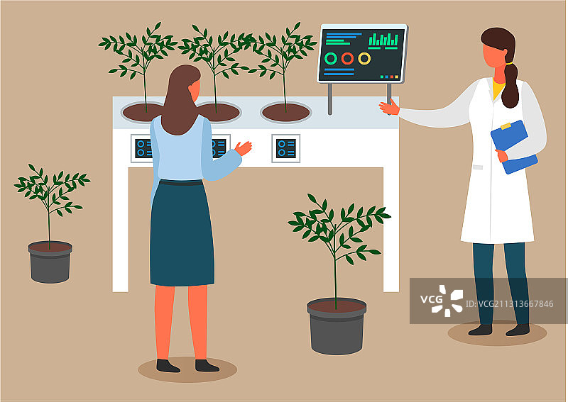 在实验室进行植物测试的女科学家图片素材