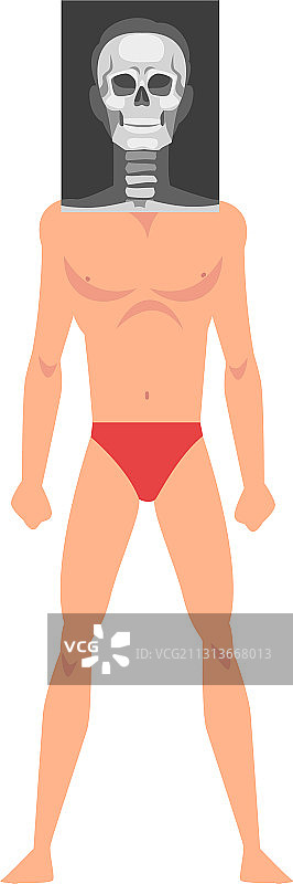 穿着内裤做头骨造型的年轻男人图片素材